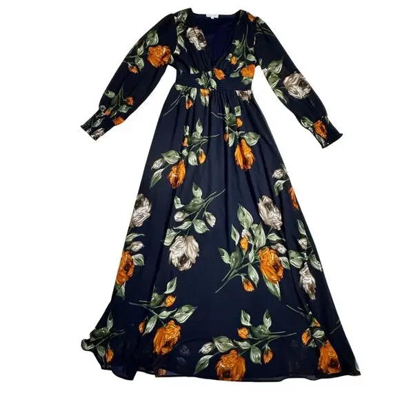 Baltic Born Olivia Midnight Navy Floral Maxi Dress Women's Medium Boho Cottage - Picture 12 of 16